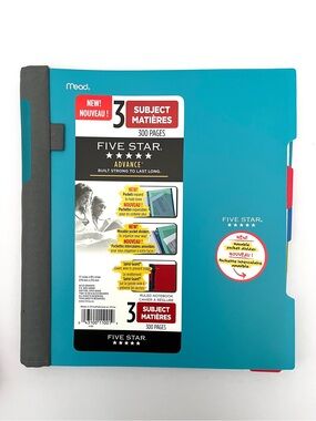 Brand New Mead Five Star Advance 3-Subject 300 Pages Notebook
